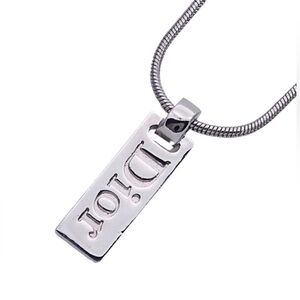 Christian Dior logo plaque pendant necklace unisex with logo plate